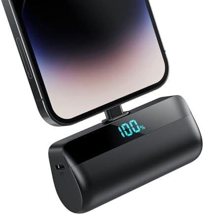 Mini Portable Charger for iPhone 5200mAh, [MFi Certified] PD 20W Fast Charging Power Bank, Ultra Compact LCD Display Battery Pack, Compatible with iPhone 14/14 Plus/13/13/Pro/12/11/XS/XR/8/7/6/5S etc