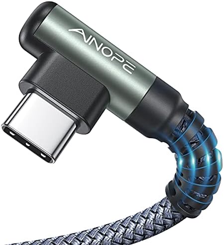 AINOPE USB C Cable [2-Pack, 6.6ft] 3.1A Type C Charger Fast Charging Right Angle, Long-Lasting Nylon Braided USB C Charging Cable Compatible with Galaxy S10 S9 S8 PlusS21,Note 10 9 8,LG,Type C Charger