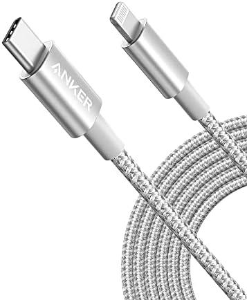 Anker Nylon USB C to Lightning Cable [10ft MFi Certified] for iPhone 13 13 Pro 12 Pro Max 12 11 X XS XR 8 Plus, AirPods Pro, Supports Power Delivery (Silver)
