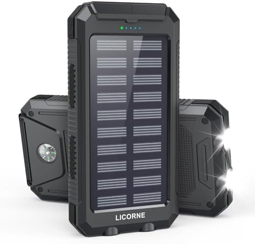 Solar Charger Power Bank - 30000mAh Fast Charging Portable Solar Phone Battery Panel Charger, QC3.0 Dual USB Port Battery Pack Charger Portable for All Cell Phones & Electronic Devices (Black)