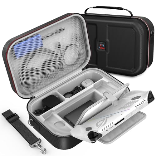 HSTOP ROG Ally Case for ASUS ROG Ally, Carrying Case for ROG Ally Console & All Accessories, Large Capacity Travel Case Built-in AC Adapter Charger Storage, Black