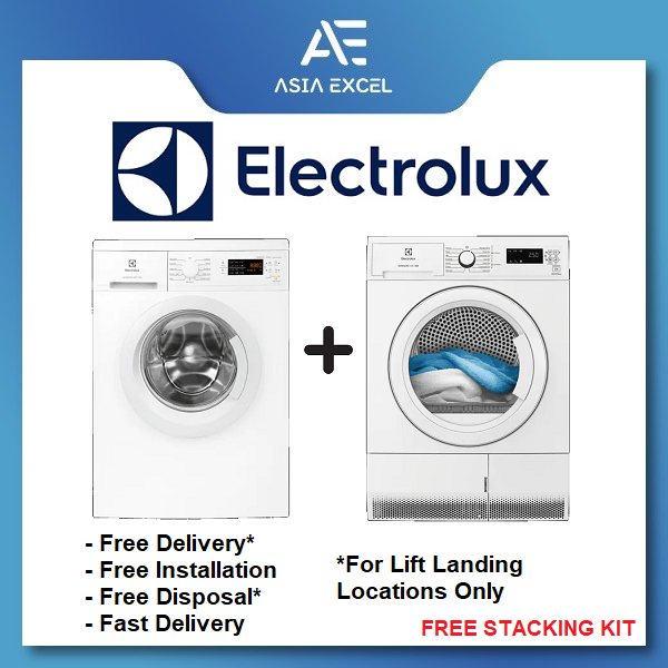 (Bulky) ELECTROLUX EWF8025DGWA 8KG FRONT LOAD WASHING MACHINE + ELECTROLUX EDH804H3WB 8KG FRONT LOAD HEAT PUMP DRYER