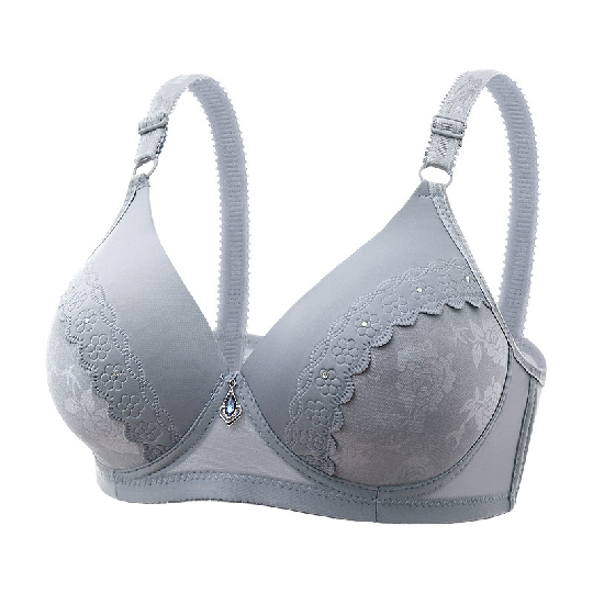 OK Bra Plus Size Women Noble Style Push-up Bra Without Steel Ring Comfortable Breathable Patterned Adjustable Underwear
